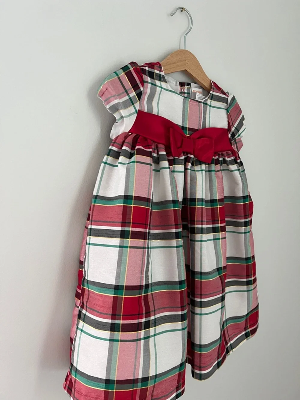 Gymboree | Plaid Toddler Dress Green Red Bow 18-24M